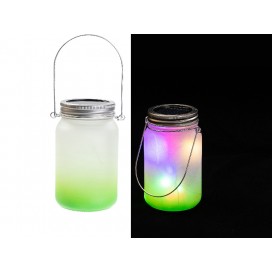 15oz/450ml Mason Jar w/ Lantern Lid and Metal Handle (Frosted, Gradient Green)(10/pack)